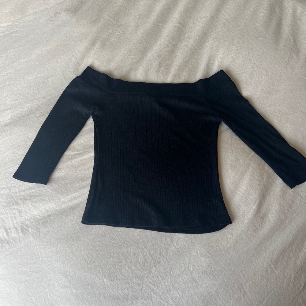 Black off the shoulder crop